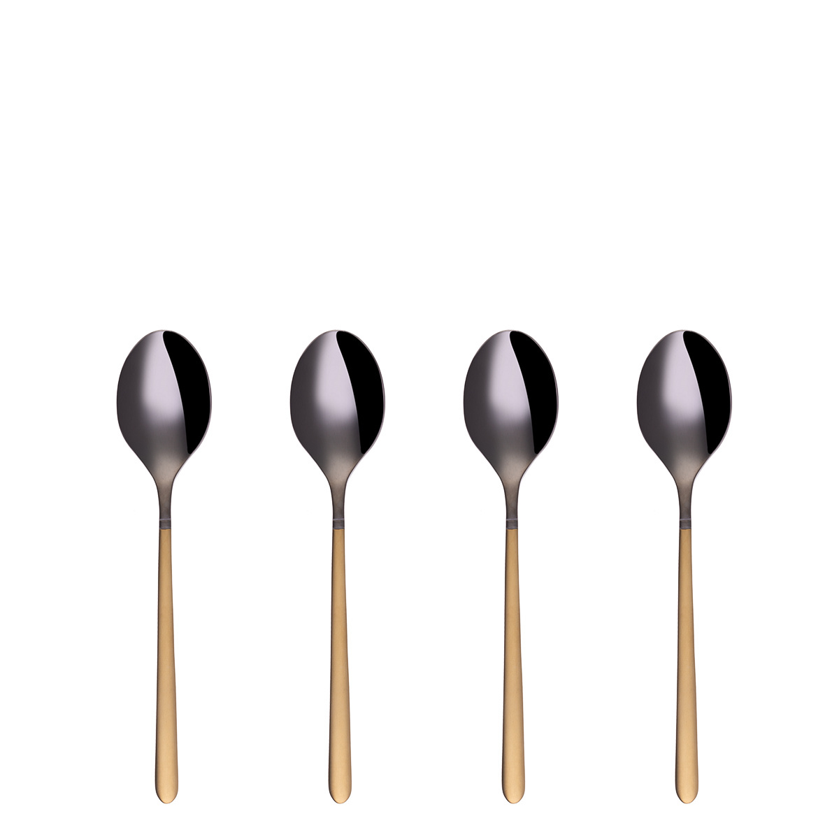 Set de 4 cuillères à café - Porto PVD titane foncé / or sablé