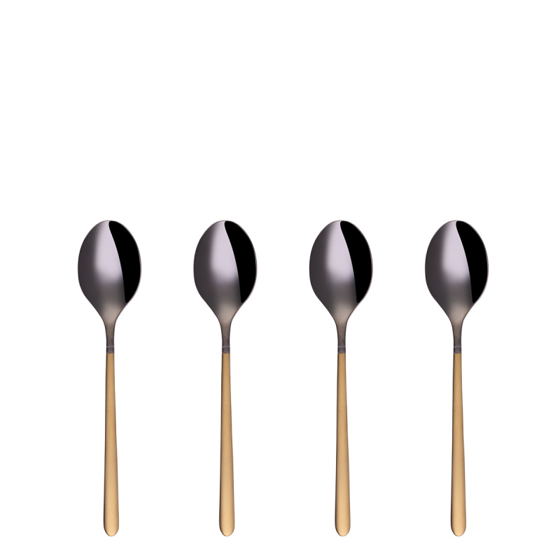 Set de 4 cuillères à café - Porto PVD titane foncé / or sablé