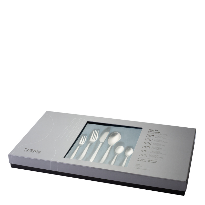 Set de couverts 36 pcs – Icaria entièrement mat / Blue Zone Line