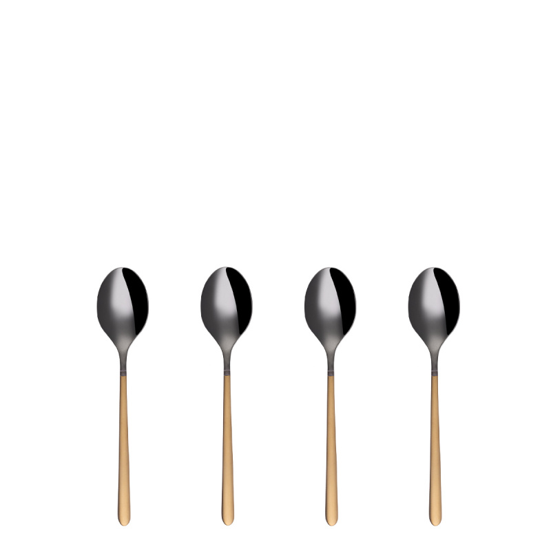 Set de 4 cuillères à moka - Porto PVD titane foncé / or sablé