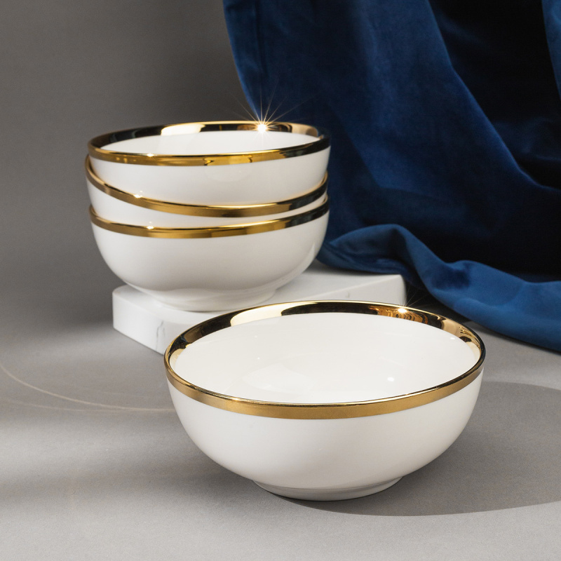 Bol 16 cm, ensemble de 4 - FLOW Lunasol avec bordure dorée