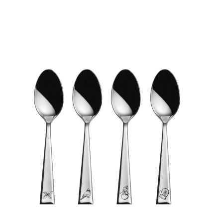 Set de 4 cuillères à café avec gravure laser de motifs hivernaux - Alessandria Elite