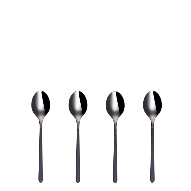 Set de 4 cuillères à moka - Porto PVD titane foncé / noir sablé